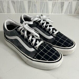 Vans Old School Black Plaid Lace up Shoes Size 7